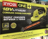 RYOBI 18V LITHIUM TRIMMER, BATTERY AND CHARGER