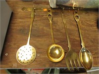 BRASS UTENSILS WITH WALL HANGER