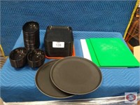 Lot of plastic trays oval and square shape + three