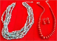 845 - MULTI-STRAND NECKLACE & NECKLACE/EARRING SET