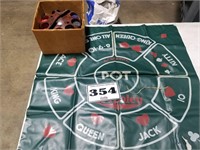 Poker chips and table cover
