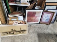 group of frames and art pieces