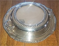 Round Split Silver Tone Dish W/ Lid