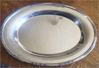 Oval Silver Plated Tray - Small Roses On Edge