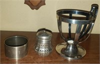 3 Pc Sterling Items, Napkin Ring, Tea Steeper,