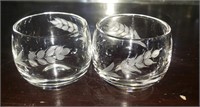 2 Pc Small Clear Glass W/ Leaf Design Cup