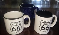 3 Pc Mugs - Route 66, Blue