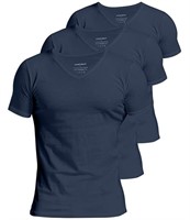 PACK OF 3 Comfneat Men's V-Neck T-Shirts-XL-BLACK