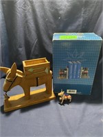Train Bookends in Box, Wood Donkey, Ceramic Donkey