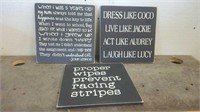 (3) Wooden Quote Signs