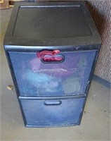 Plastic Two Drawer Cabinet with Clothes