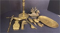 Brass bird, ducks, candlestick Lot of 11 pieces