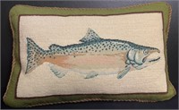 Salmon Needlepoint Pillow: 15" long