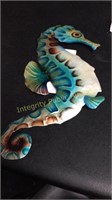 Handmade Wall Seahorse Blue and Pearl 12”