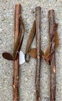 Three Old Hickory Hiking Sticks; 48" long