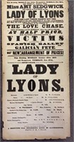 1857 Antique Broadside "Lady of Lyons"
