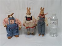 Bunny Rabbit Dolls ~ Approx 9" & 10" tall