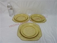Federal Glass Madrid Amber Luncheon Plates ~ 3