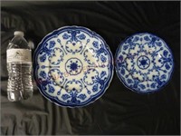 Antique New Wharf Pottery Conway Flow Blue Plates