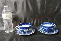 Allertons Blue Willow Tea Cups & Saucers ~ 2