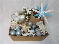Beach Christmas Ornaments ~ Aqua, White & Silver