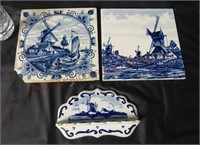 Vintage Delft Holland Spoon Holder & Tiles