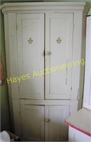 Antique Corner Kitchen Cabinet (painted white)