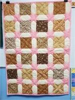 Brown and Pink Quilt, Quilted by Margaret Hillegas