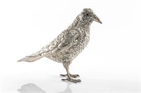 FINE GERMAN SILVER MODEL OF A RAVEN BIRD, 924g