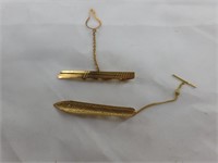 Gold tie tacks (1) 5VI 750 500, (1)A5 750, .293oz