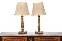 PAIR OF PAINTED CARVED WOOD TABLE LAMPS