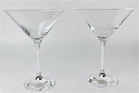 (2) Swarovski Crystal 7" Martini Glasses