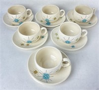 (12 pc) Franciscan Starburst 6 Cups & 6 Saucers