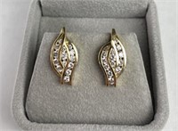 Pair Of 14K Yellow Gold & Diamond Earrings
