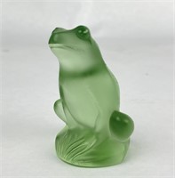 Green Lalique Frog 2" Tall