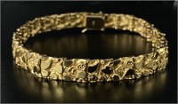 14K Yellow Gold Nugget 7" Bracelet 19.6g