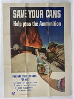 33" x 24" WW2 Poster - Save Your Cans