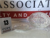 Vintage Oval Divided Pressed Glass Relish Dish