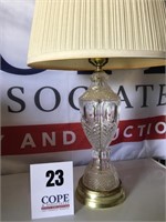 Vintage Pressed Glass Brass Table Lamp