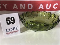 Heavy Indiana Green Glass Footed Bowl