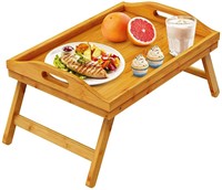 Pipishell Bamboo Serving Tray with Foldable Legs