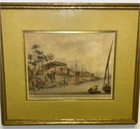 Pair of  Antique 1802 Hand Colored Prints