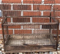 Antique Victorian Bird Cage; Wooden Base