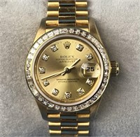 Rolex Datejust 18K Gold & Diamond Ladies Watch