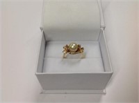 14k yellow gold Pearl Ring features approx. 7mm