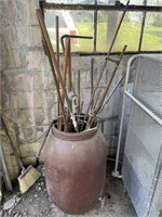 Copper Pipes in Rain Barrel