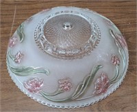 Vintage glass ceiling shade approx 14" in diameter