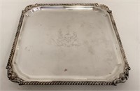 Vintage silver plated copper tray, approx. 14"sq.