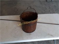 Vintage Wooden Water Bucket and Shepherd's Hook