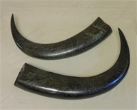Large Dragon Carved Water Buffalo Horns.